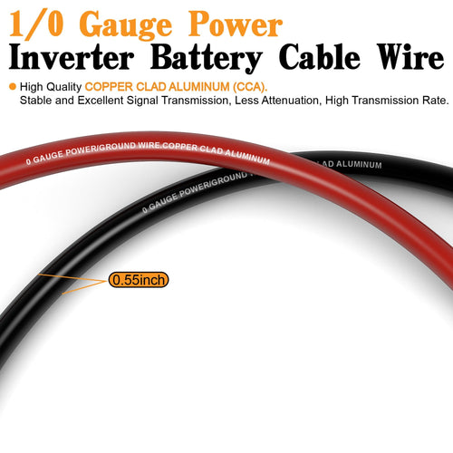 0 Gauge Battery Cable with 250A Fuse Holder & Terminals Kit A355621