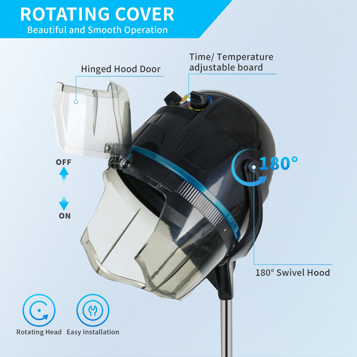 1300W Hooded Hair Dryer with Adjustable Timer K42711