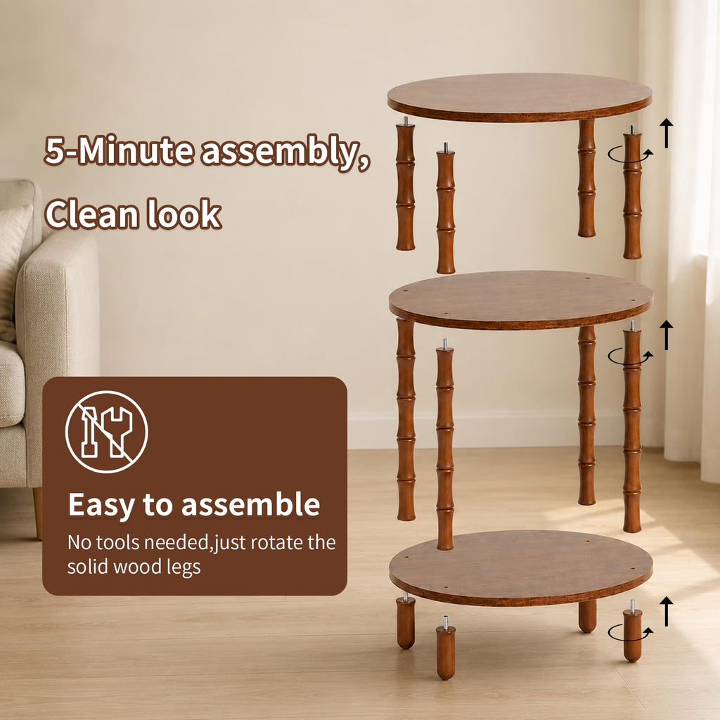 Brown 3-Tier Oval Side Table T642