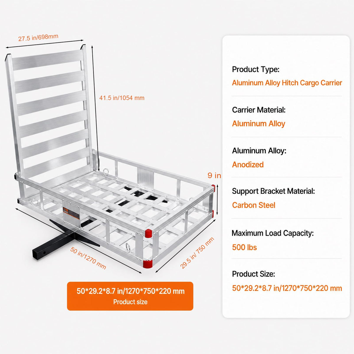 Hitch Mounted Cargo Carrier with Folding Ramp G947