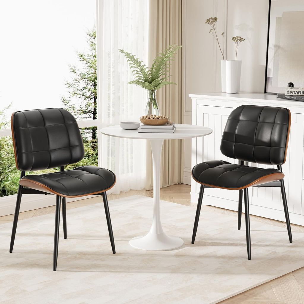 Black Faux Leather Dining Chairs Set of 4 K28024