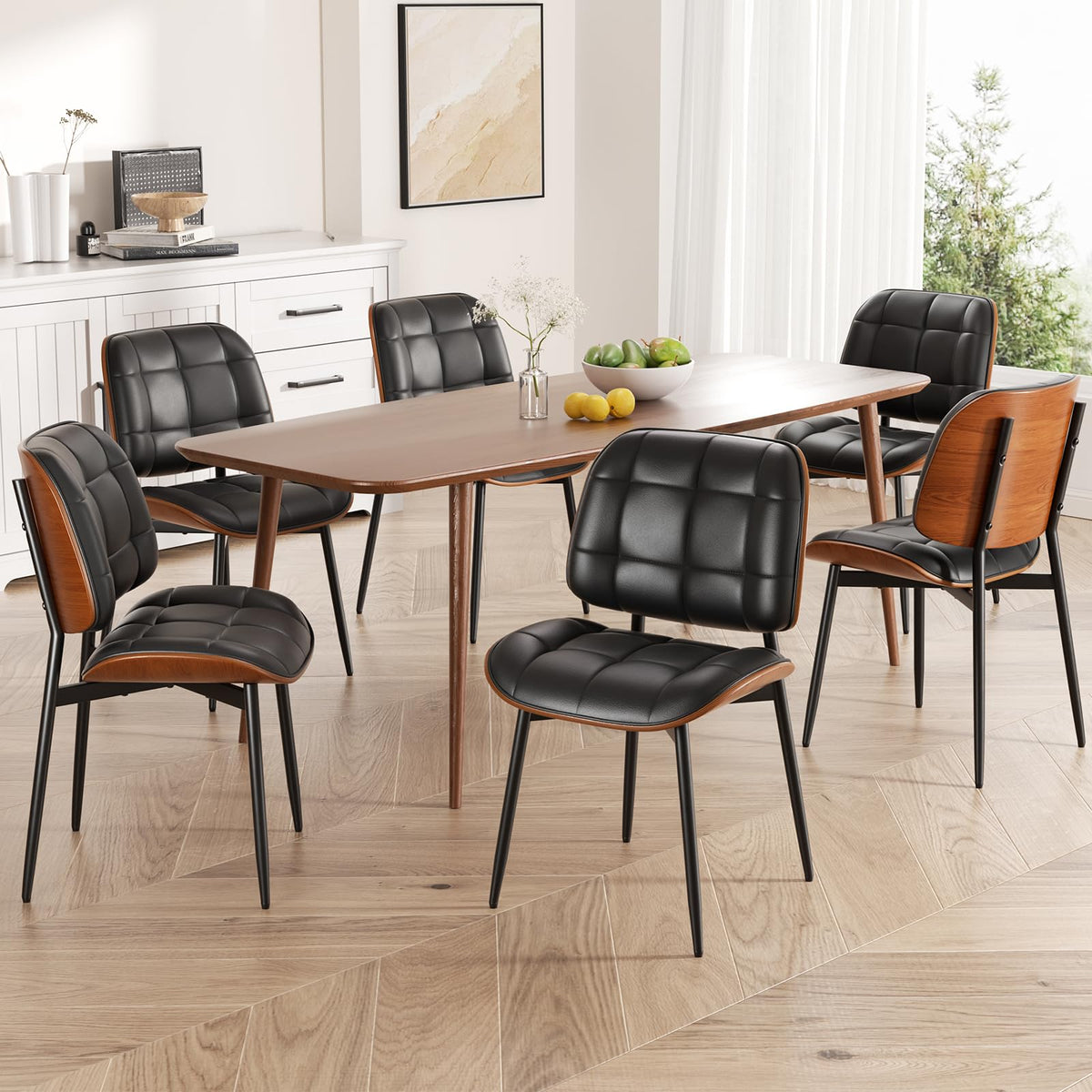 Black Faux Leather Dining Chairs Set of 4 K28024