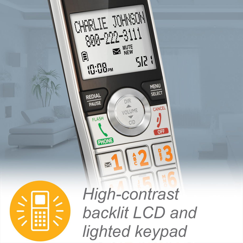 Expandable Cordless Phone with Answering System, Silver/Black, 3 Handsets Y7169
