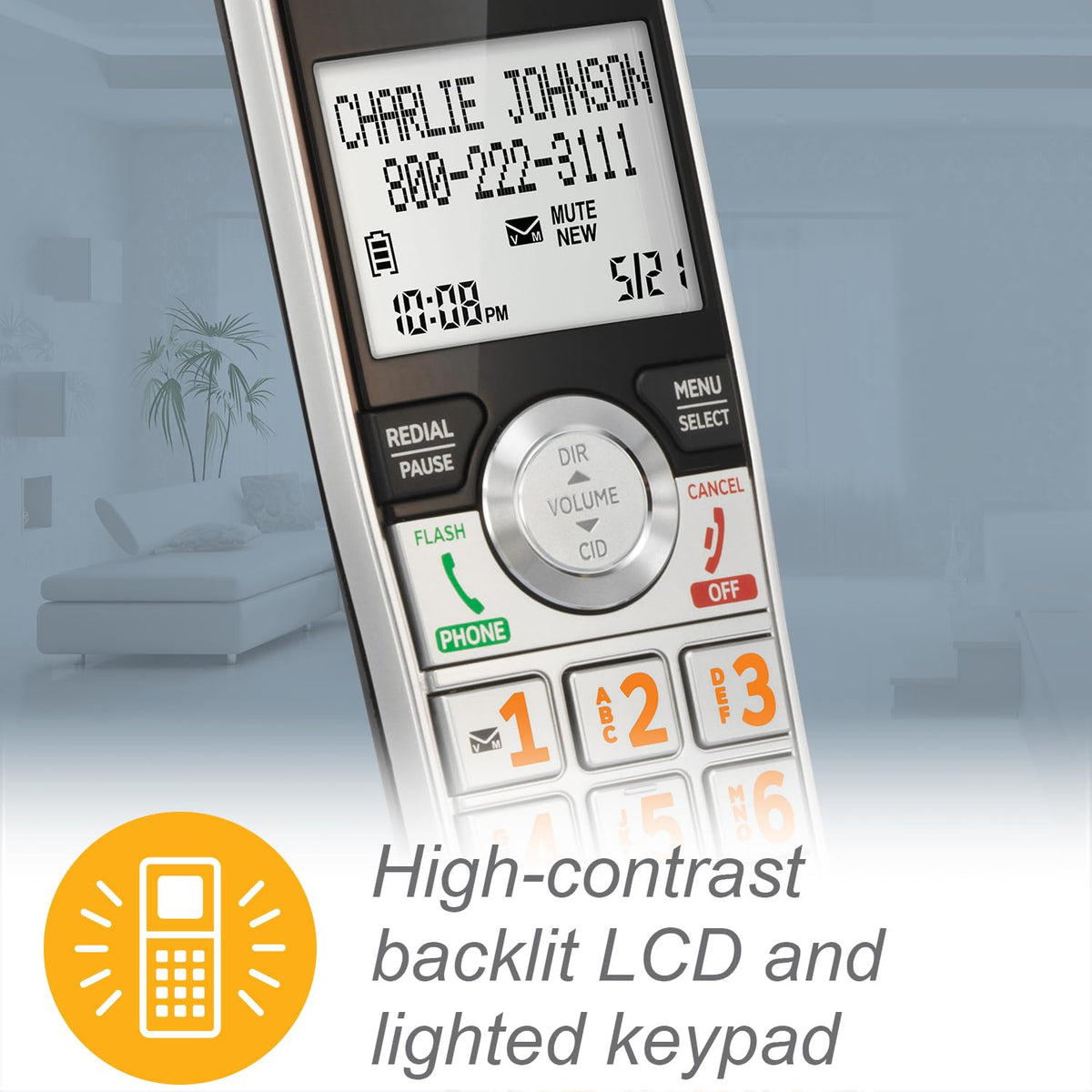 Expandable Cordless Phone with Answering System, Silver/Black, 3 Handsets Y7169