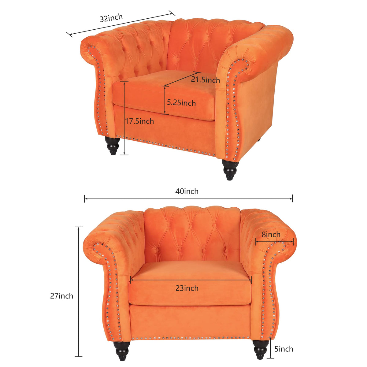 Orange Velvet Accent Chair U621