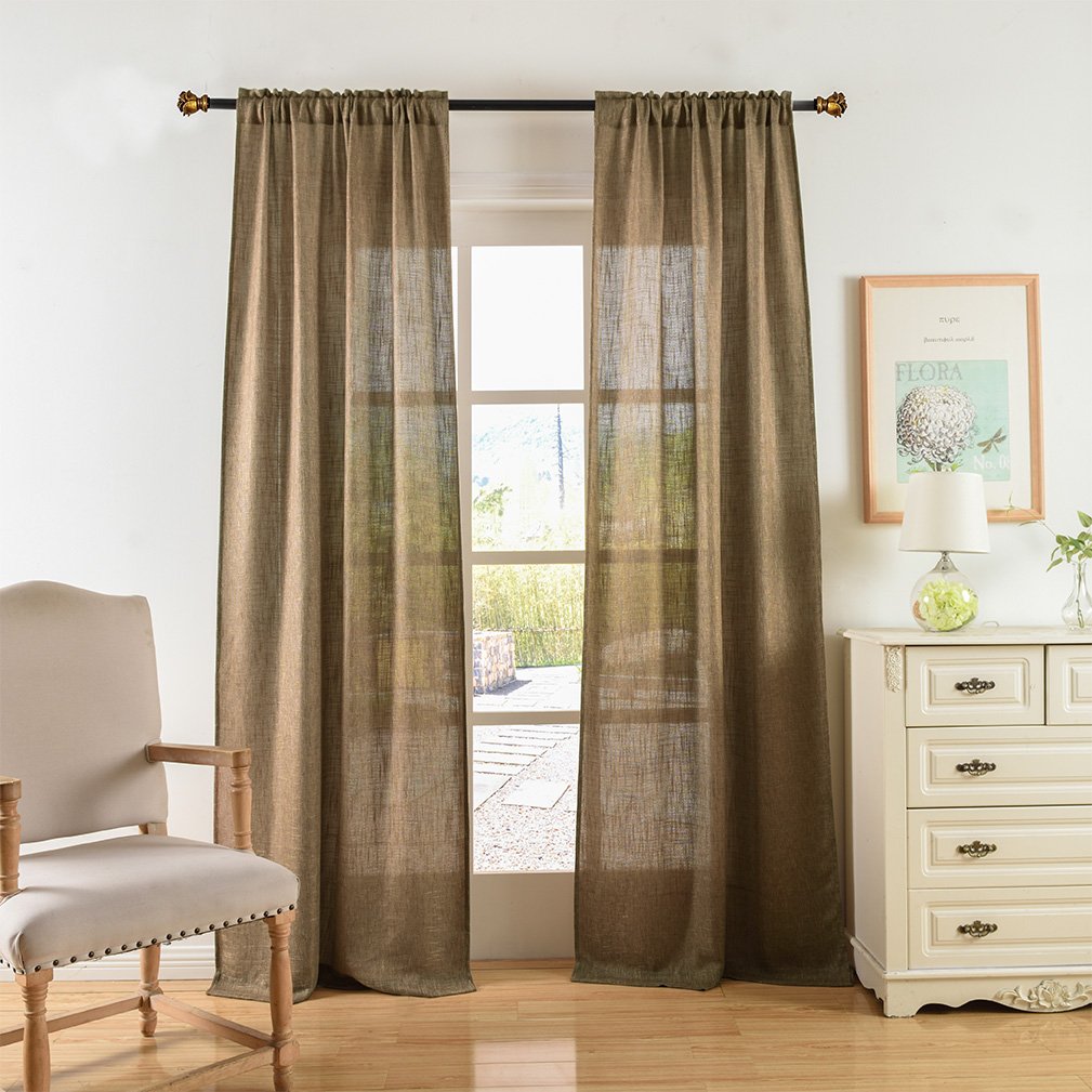 Soft Burlap Natural Tan Rod Pocket Window Curtain Panel 37" x 84" L72685
