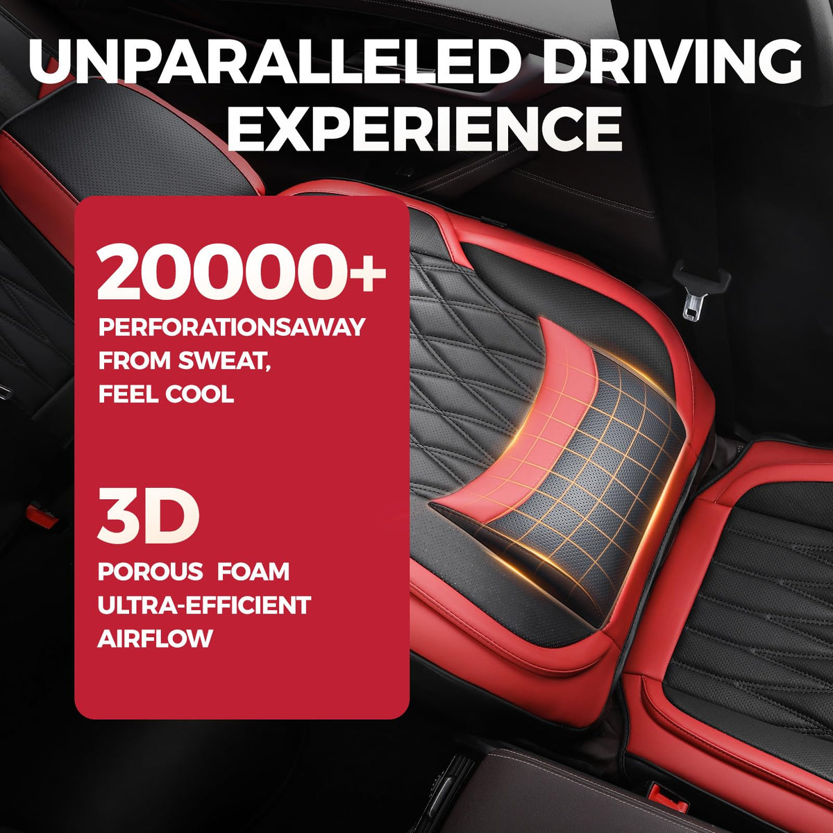 Car Seat Covers Full Set Faux Leather Black Red D117