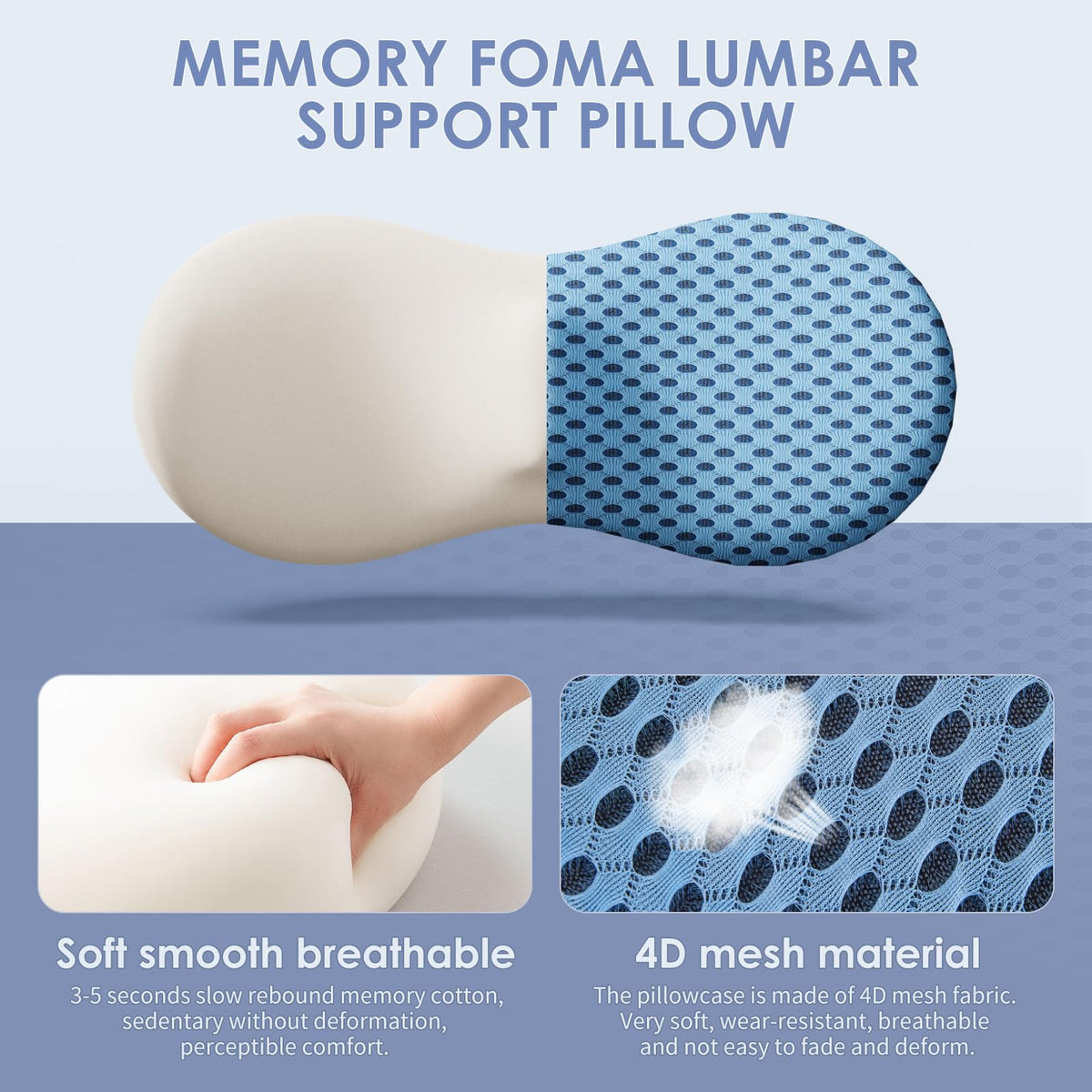 Blue Ergonomic Lumbar Support Pillow K857465