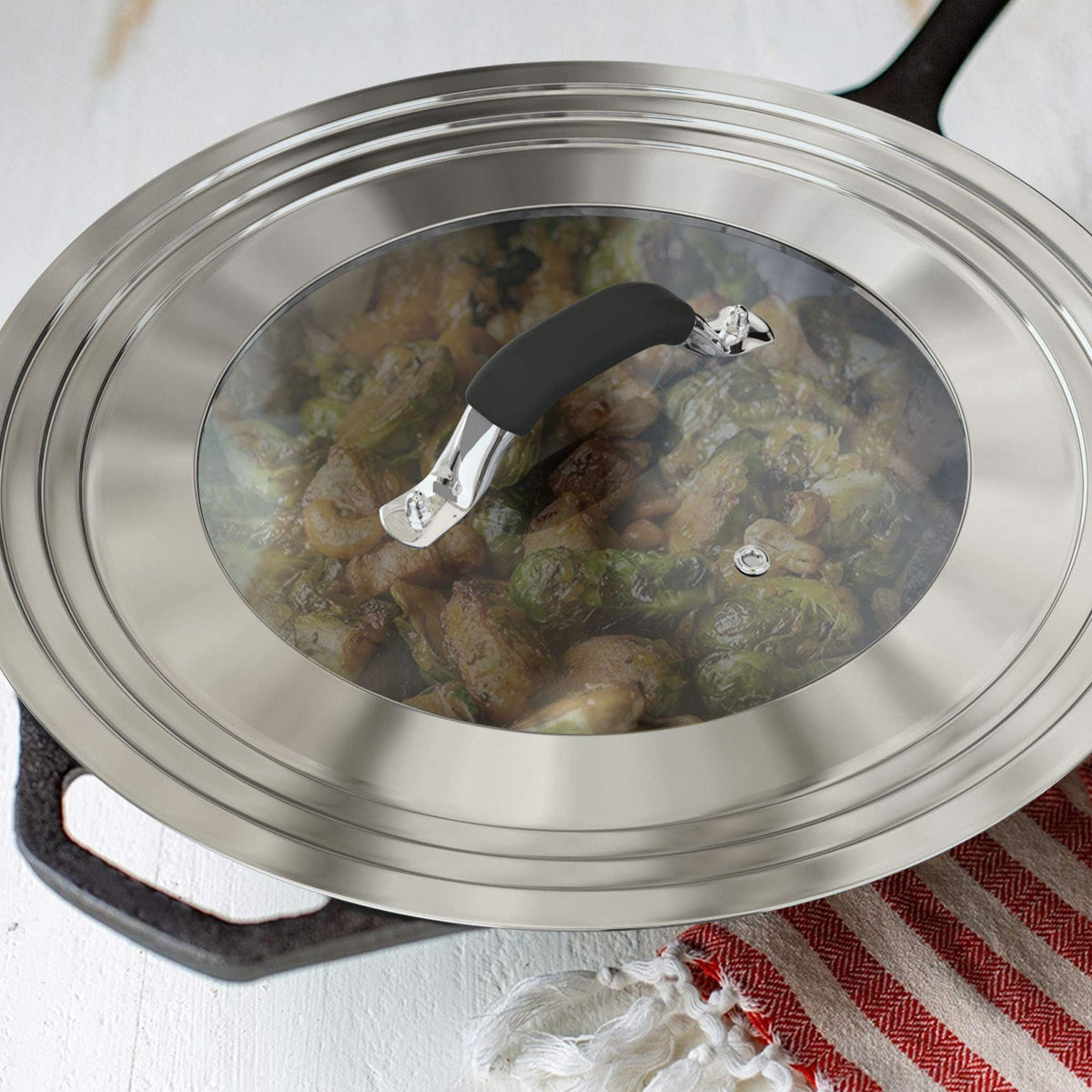 Stainless Steel Universal Lid for Pans Pots Fits 8.25 9 10 11 12 Inch Y162402