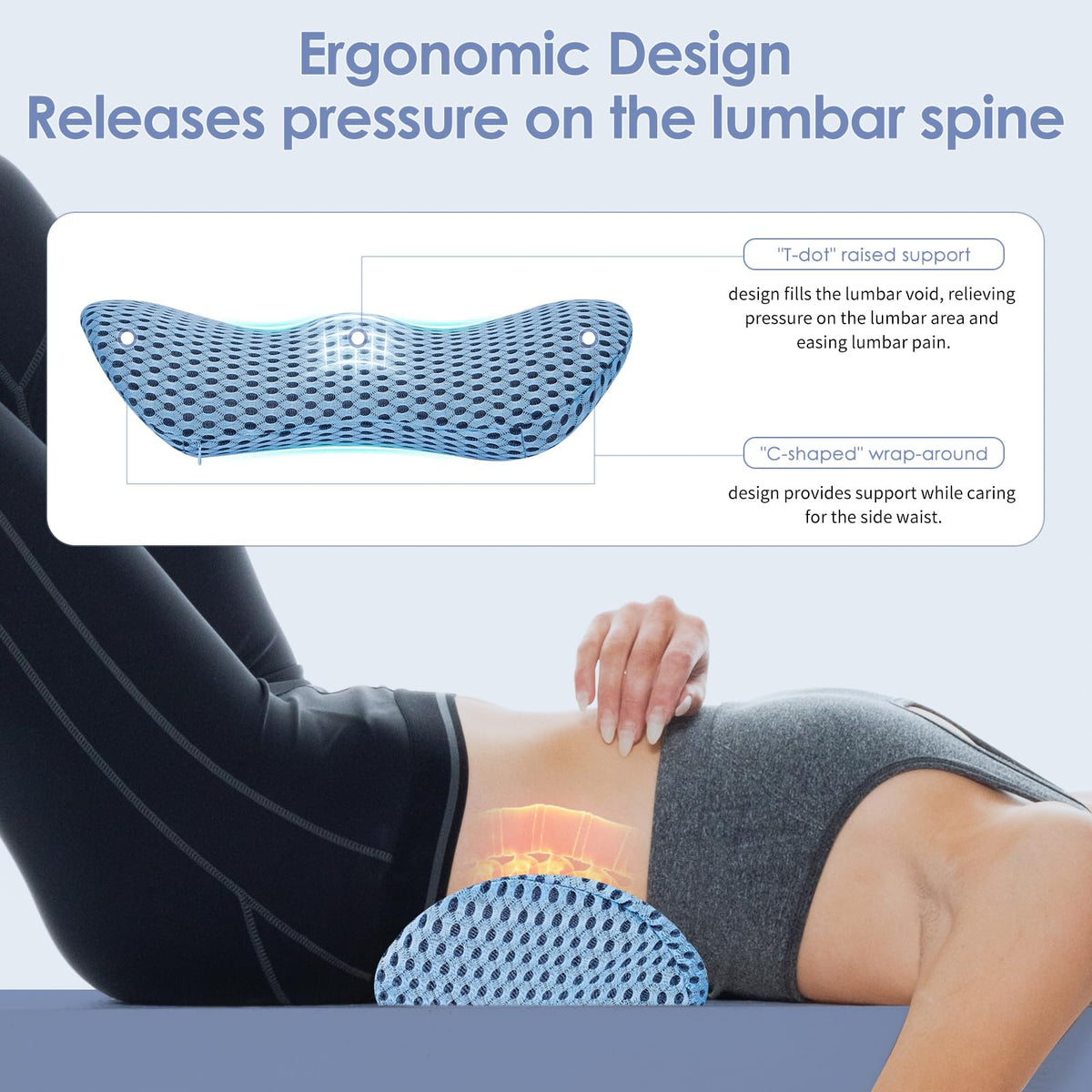 Blue Ergonomic Lumbar Support Pillow K857465