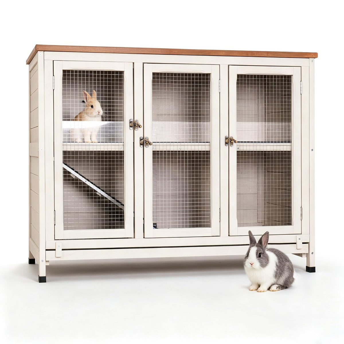 2-Story Indoor Rabbit Hutch with Pull-Out Tray K4894