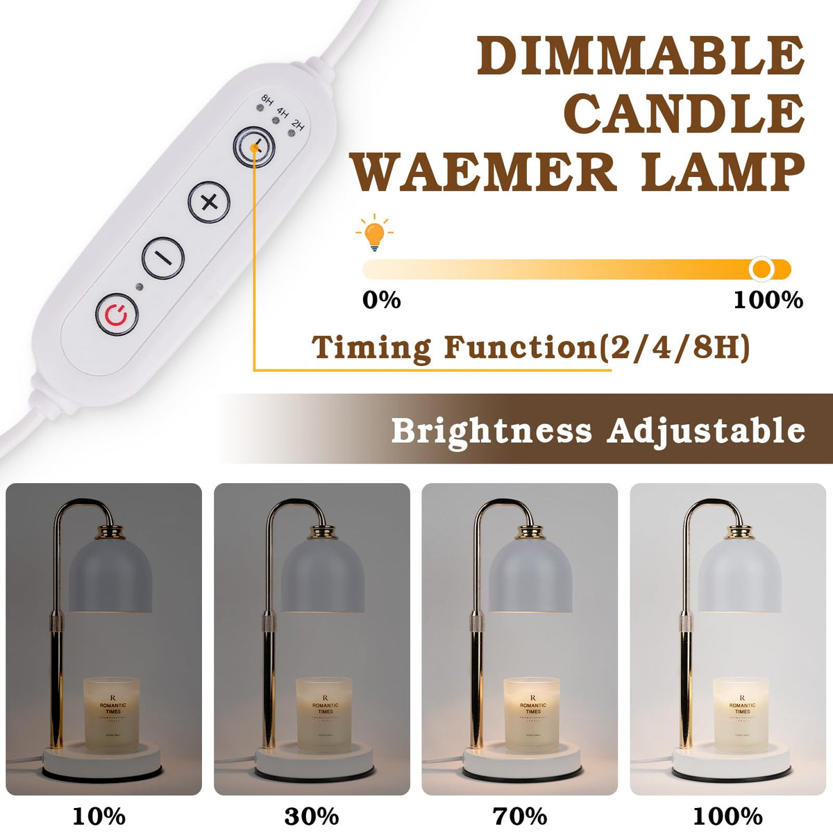 Candle Warmer Lamp with Timer Dimmable White B252426