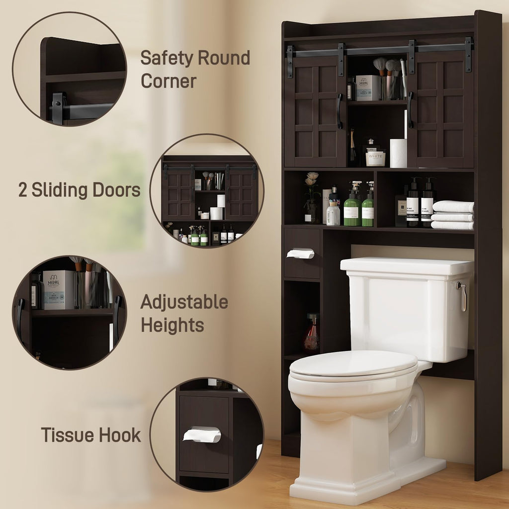 Over The Toilet Storage Cabinet with Sliding Doors D46201