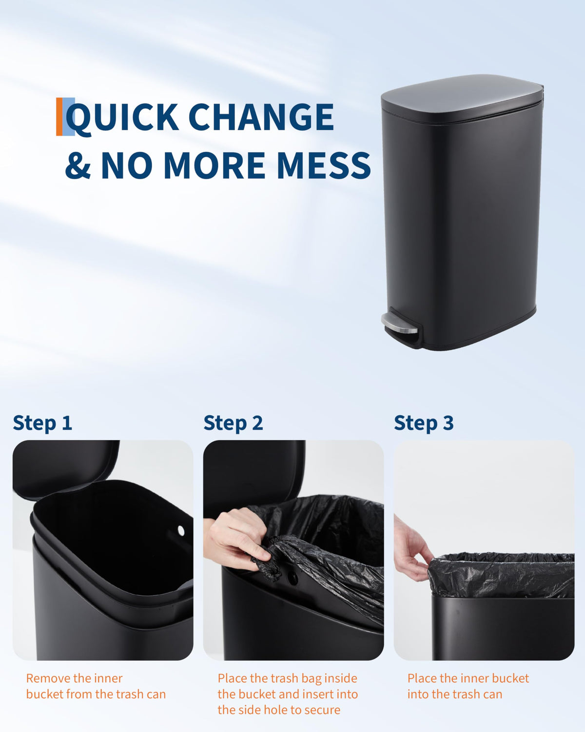 13.2 gal Slim Step Trash Can M23385