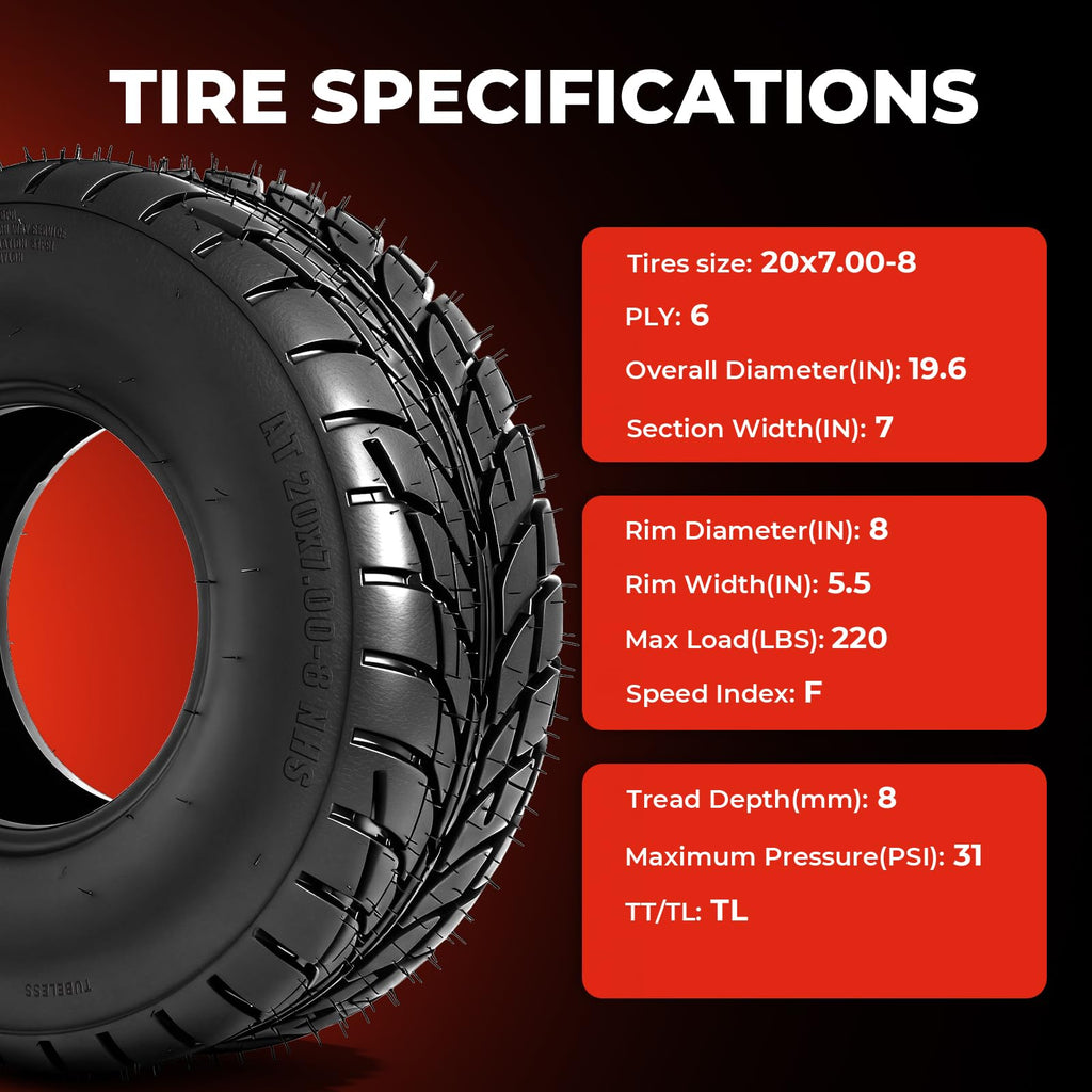 20x7-8 All-Terrain ATV/UTV Tires, Set of 2 R786257