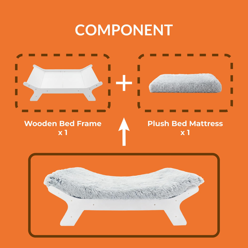 Wood Dog Bed Frame with Foam Mattress S75668