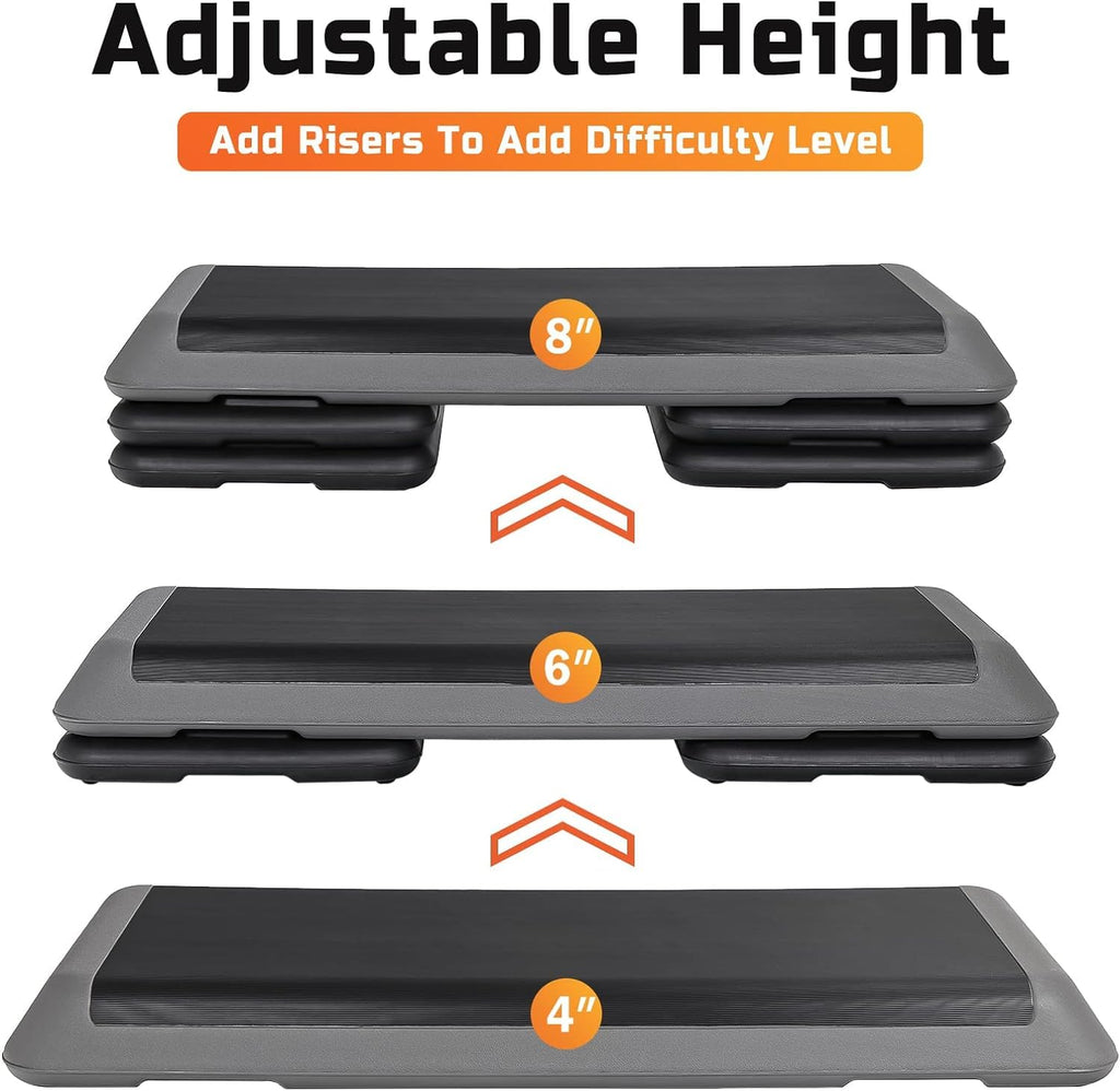43" Adjustable Exercise Aerobic Step Platform with 4 Removable Risers K456102