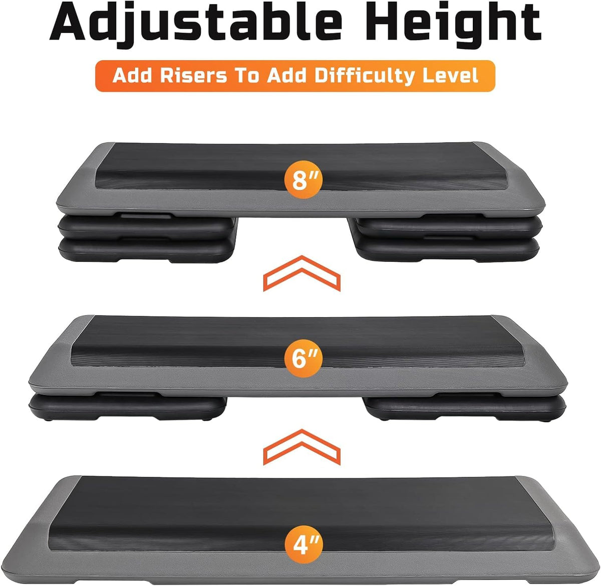 43" Adjustable Exercise Aerobic Step Platform with 4 Removable Risers K456102