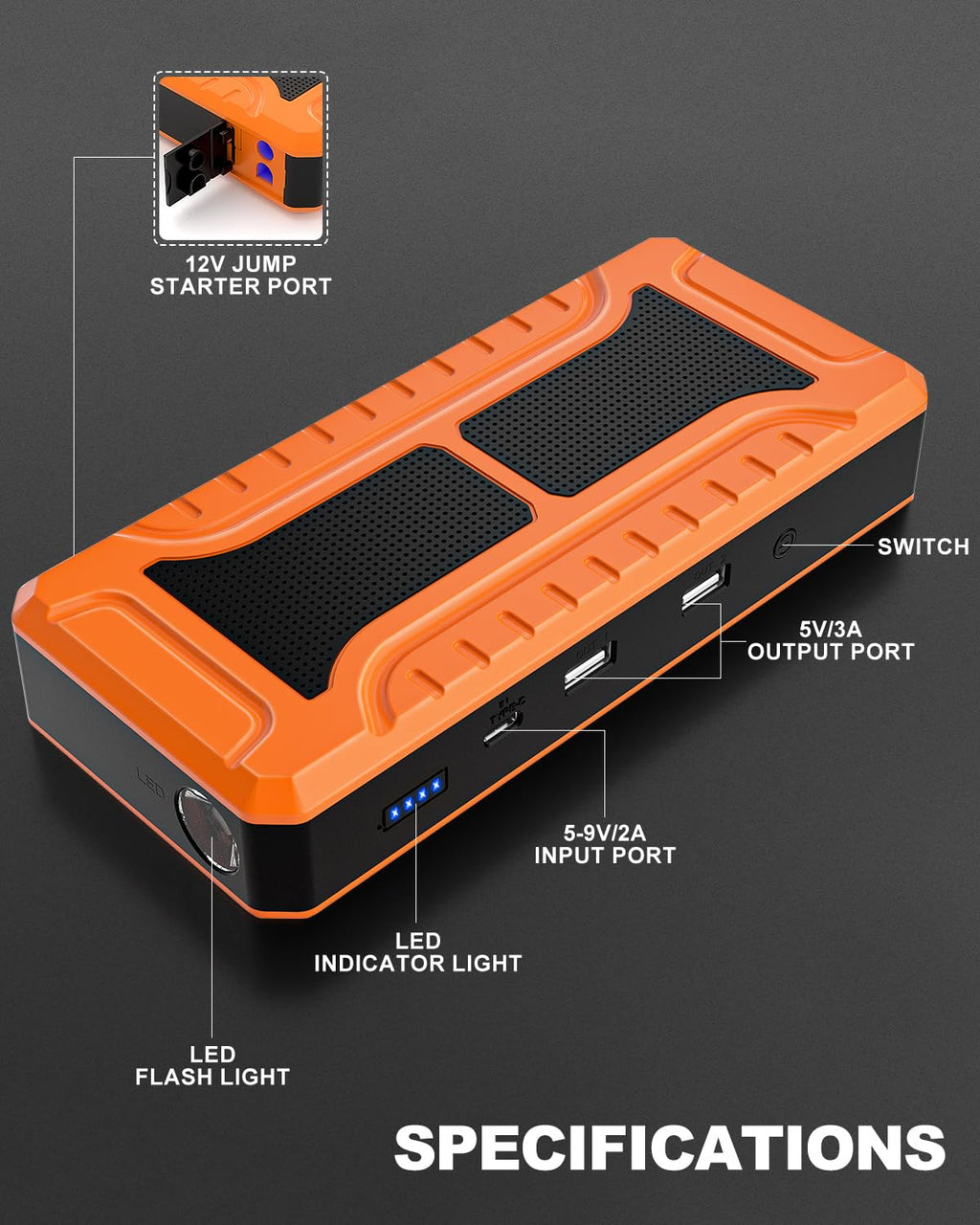 12V Portable Car Battery Jump Starter M463162