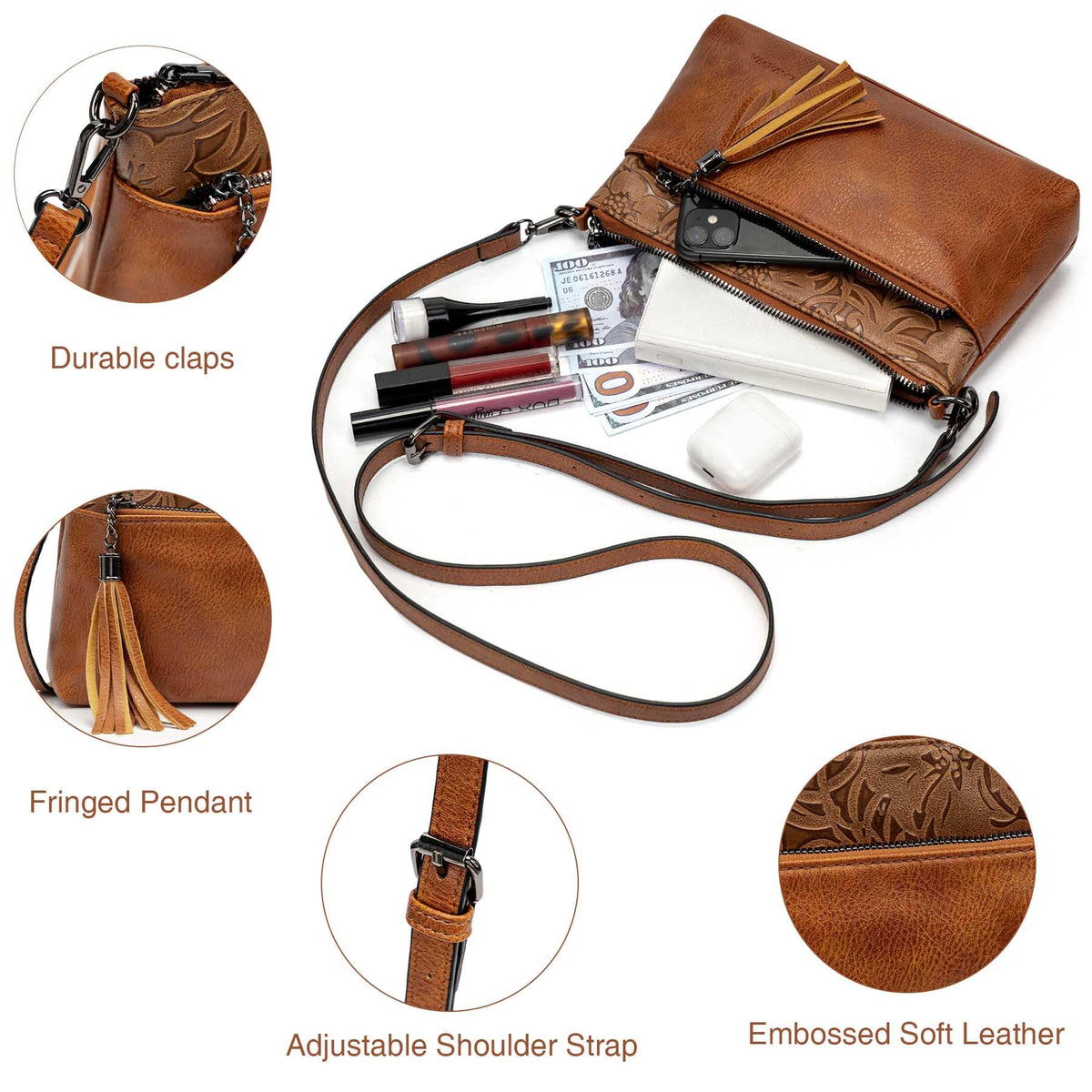 Turquoise Concho Embossed Crossbody Handbag X81885