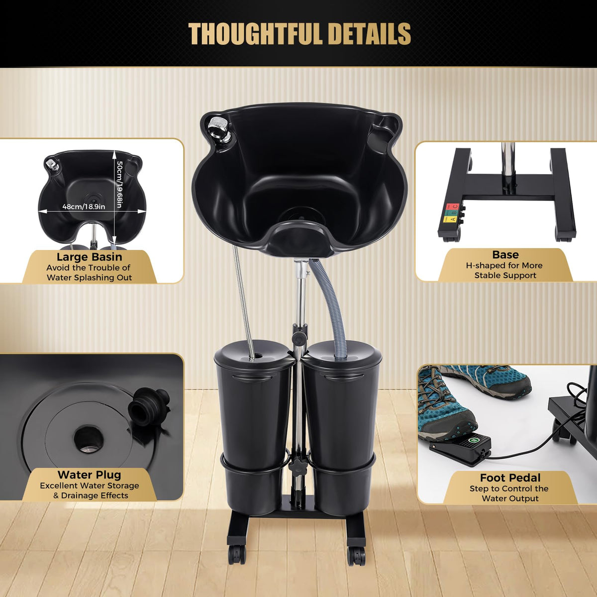 Portable Height Adjustable Shampoo Bowl with Electric Pump P979466