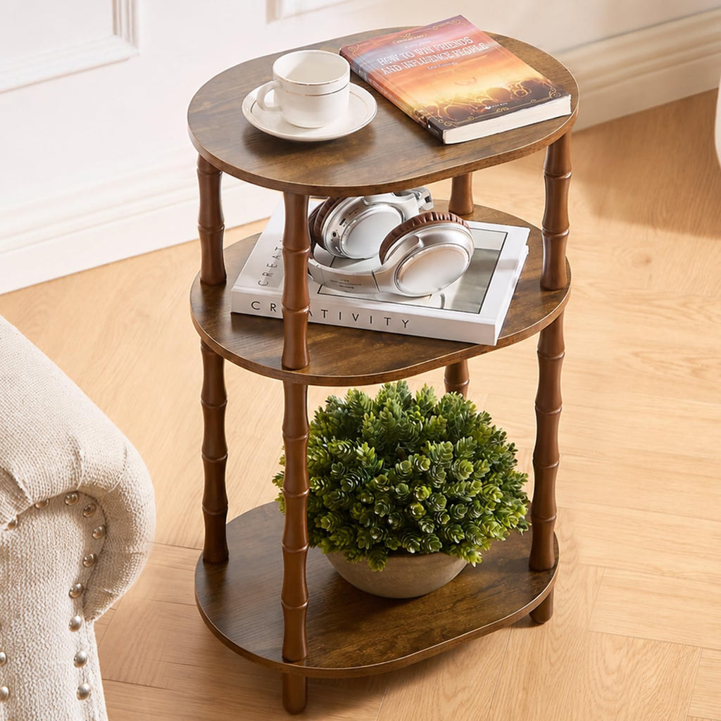 Brown 3-Tier Oval Side Table T642