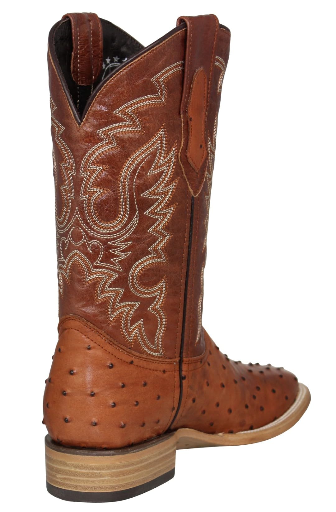 Cognac Leather Square Toe Western Cowboy Boots V695754