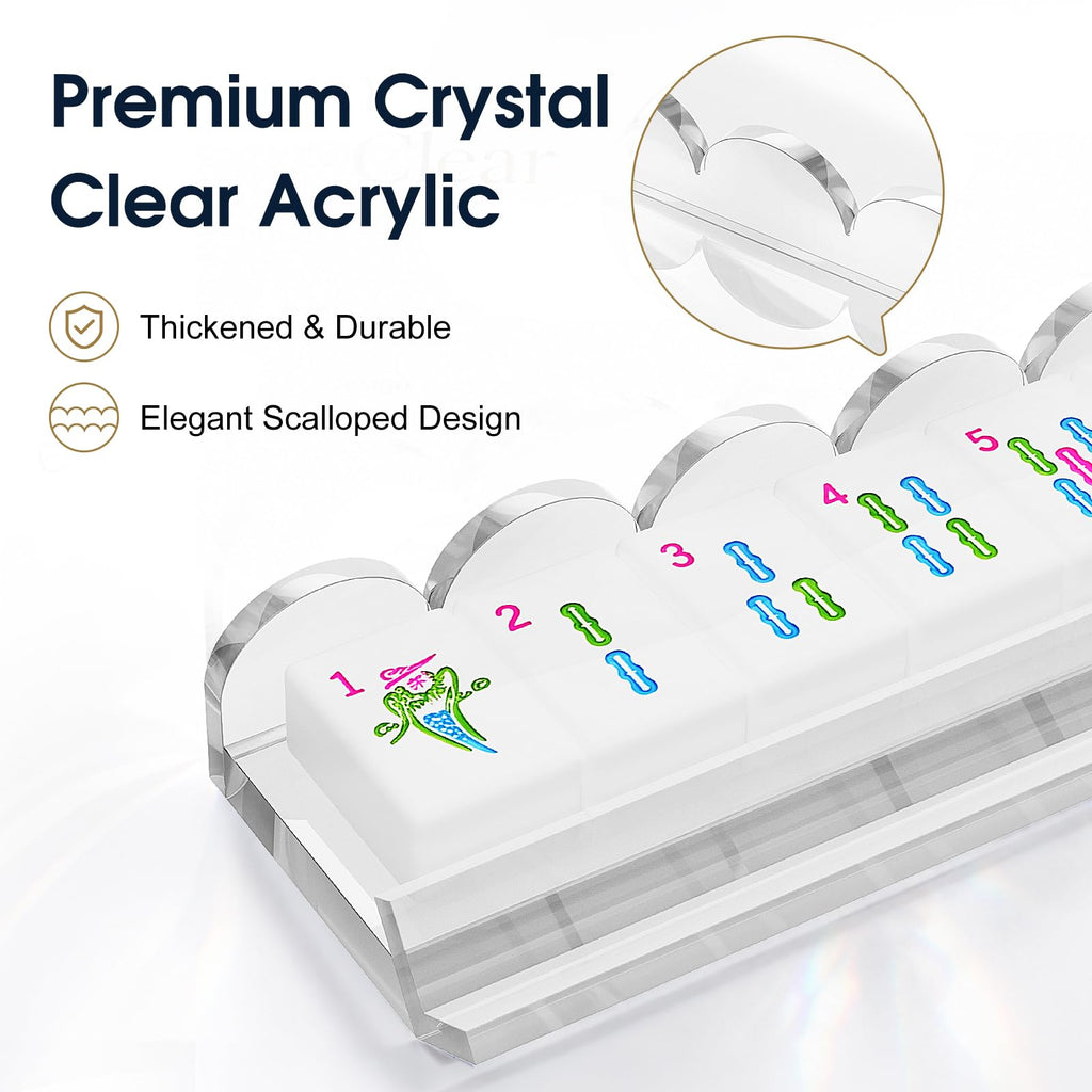 Clear Acrylic Mahjong Racks with Pushers, 4-Pack M17816