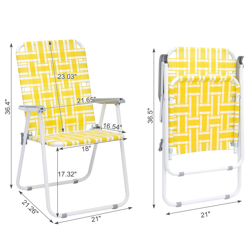 Set of 2 Yellow & White Webbed Folding Chairs S9487