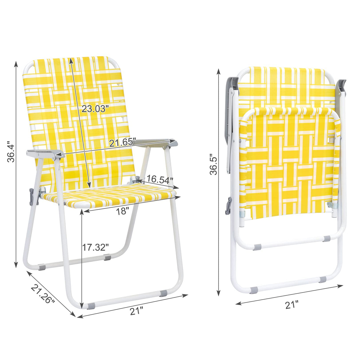 Set of 2 Yellow & White Webbed Folding Chairs S9487