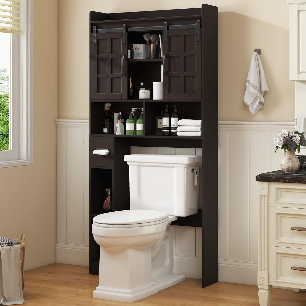 Over The Toilet Storage Cabinet with Sliding Doors D46201
