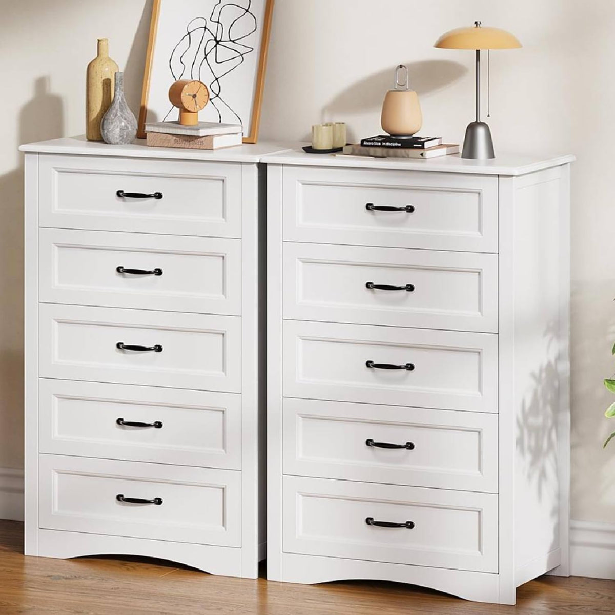 White 5 Drawer Wood Dresser U270557