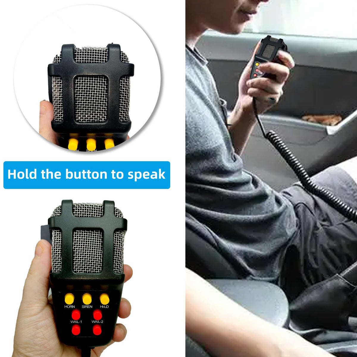 12V 100W 7 Tone Car Siren Horn Speaker with Microphone U3038