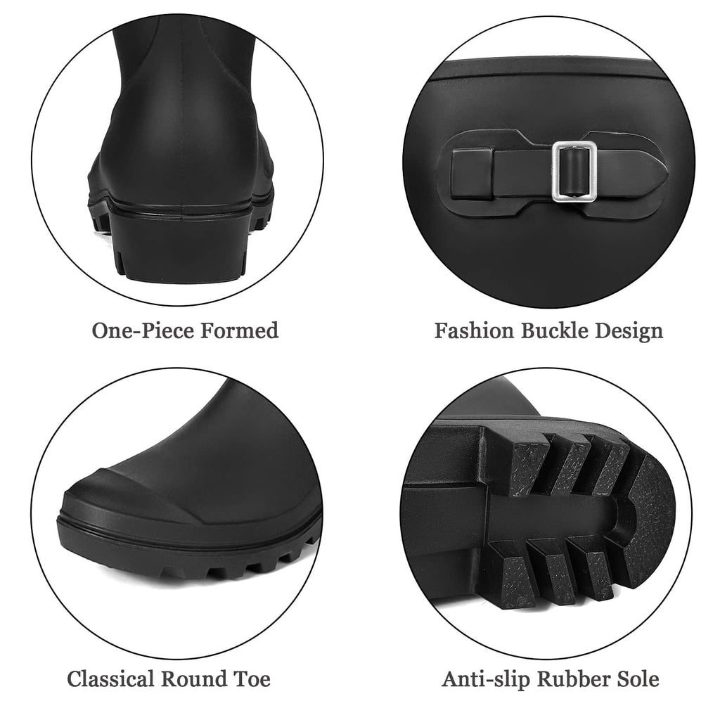 Women's Tall Waterproof Rubber Wide Calf Rain Boots P16290