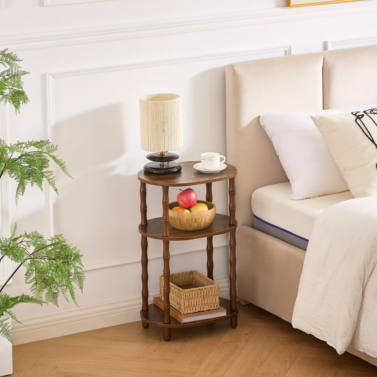 Brown 3-Tier Oval Side Table T642