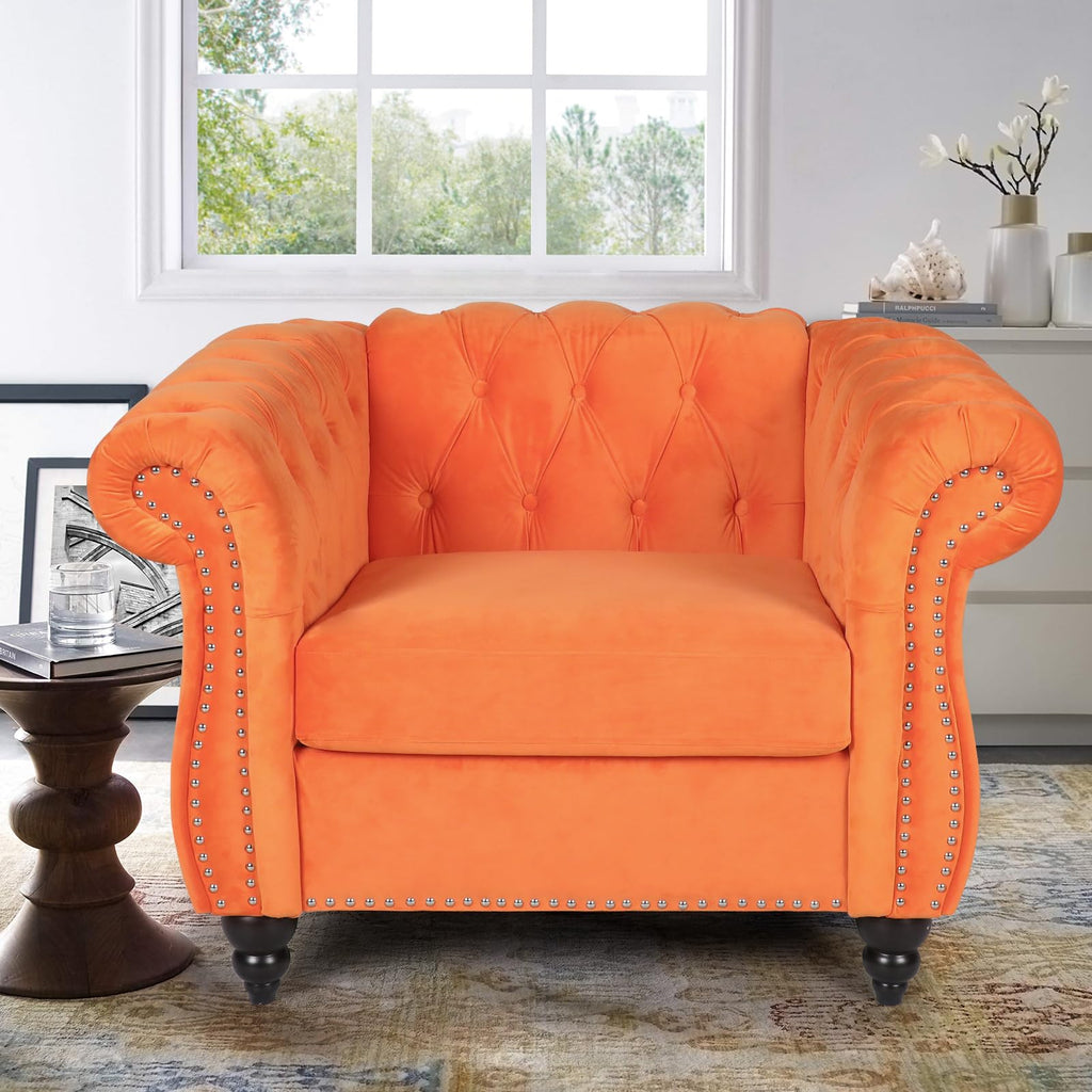 Orange Velvet Accent Chair U621