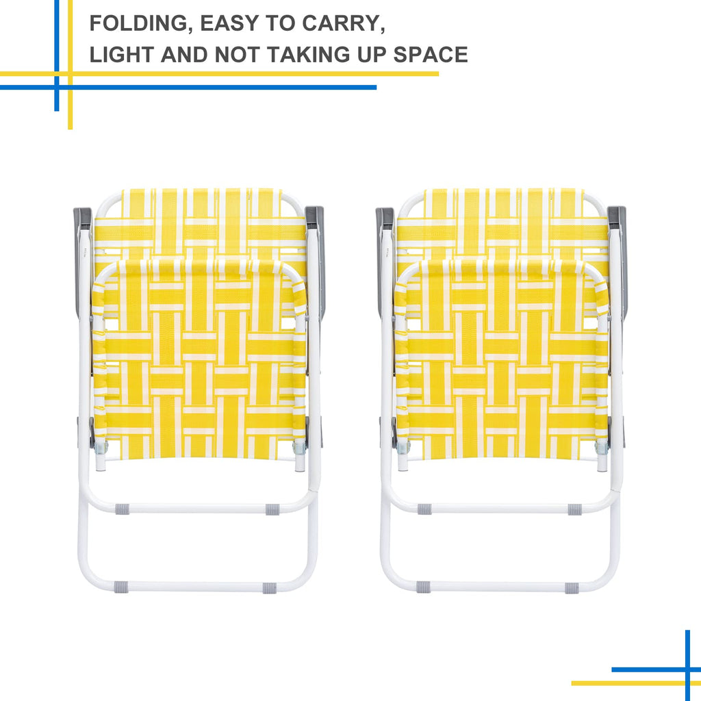 Set of 2 Yellow & White Webbed Folding Chairs S9487