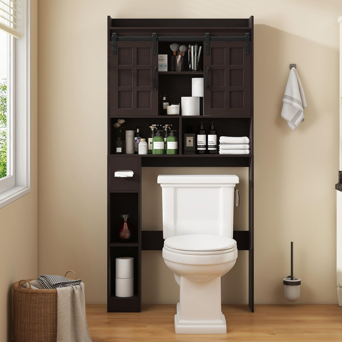 Over The Toilet Storage Cabinet with Sliding Doors D46201