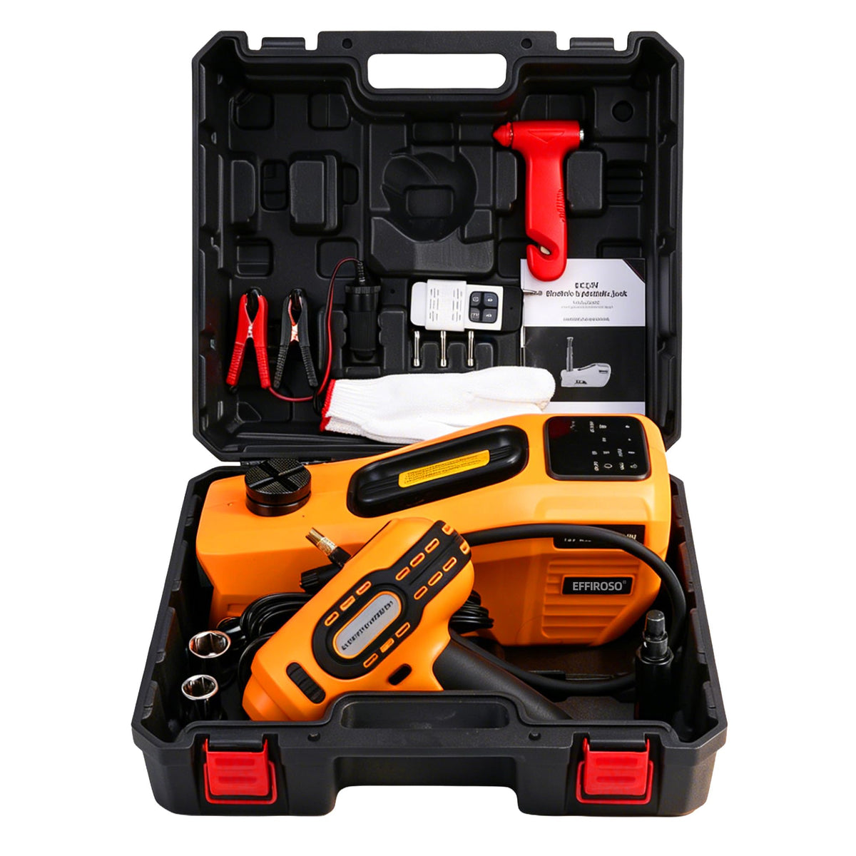 5 Ton 12V Electric Car Jack Kit with Impact Wrench and Tire Inflator Pump E7221