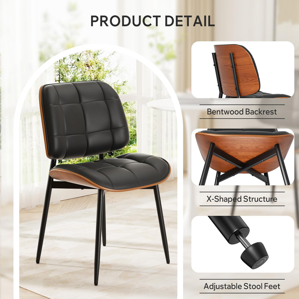 Black Faux Leather Dining Chairs Set of 4 K28024