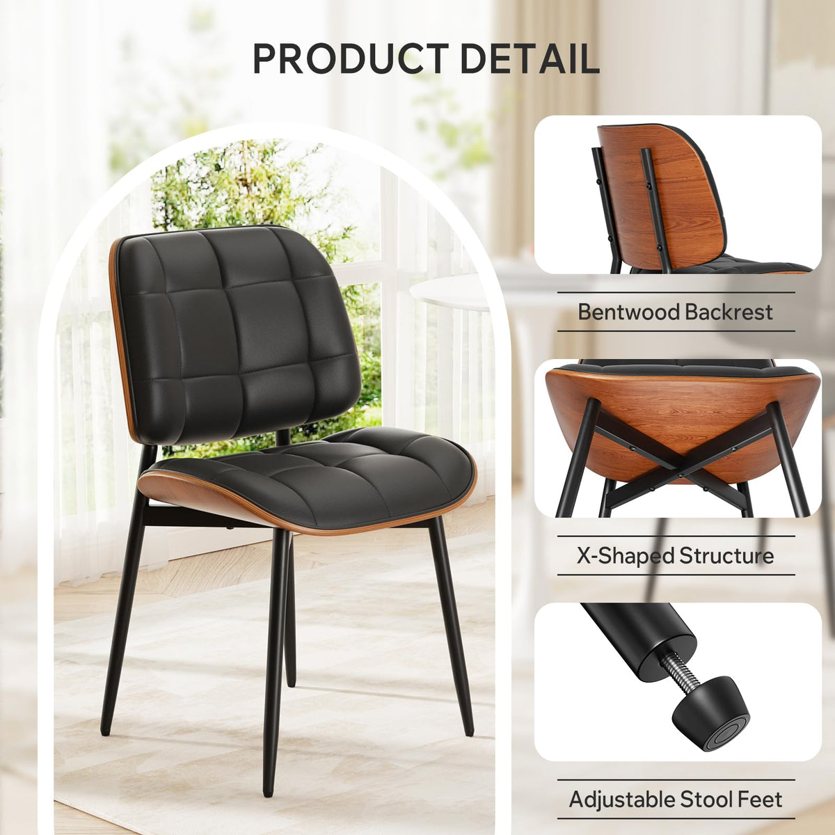 Black Faux Leather Dining Chairs Set of 4 K28024