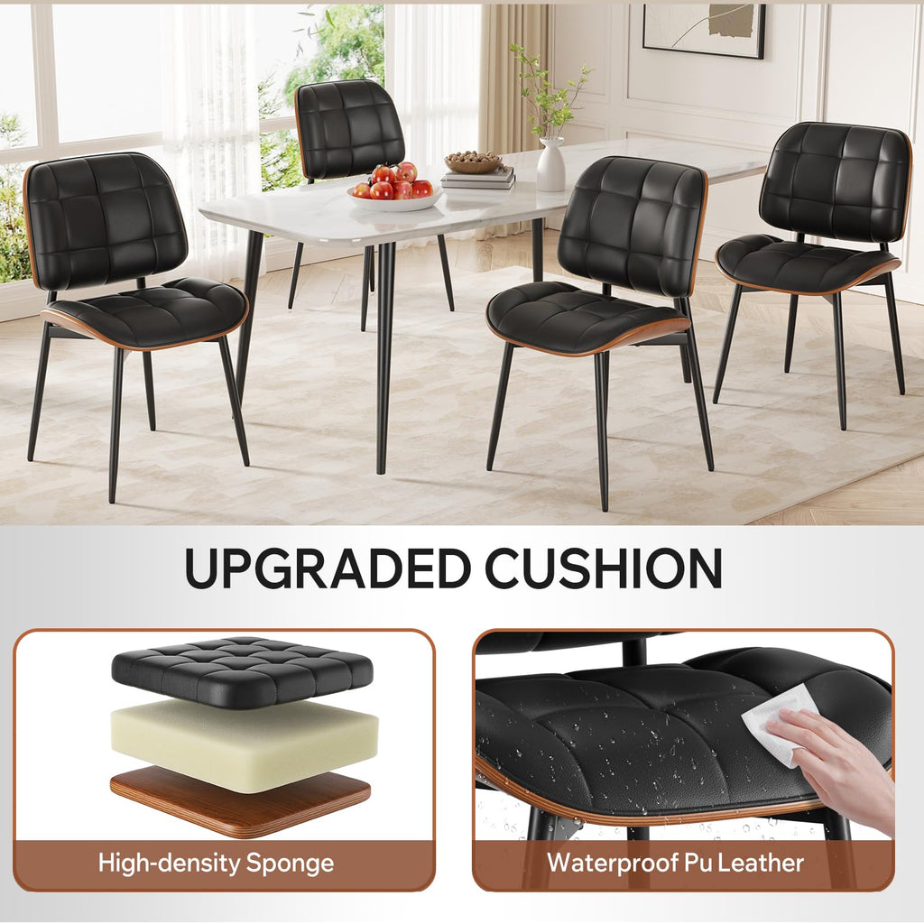 Black Faux Leather Dining Chairs Set of 4 K28024