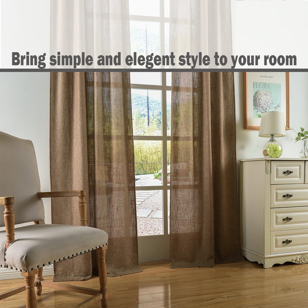 Soft Burlap Natural Tan Rod Pocket Window Curtain Panel 37" x 84" L72685