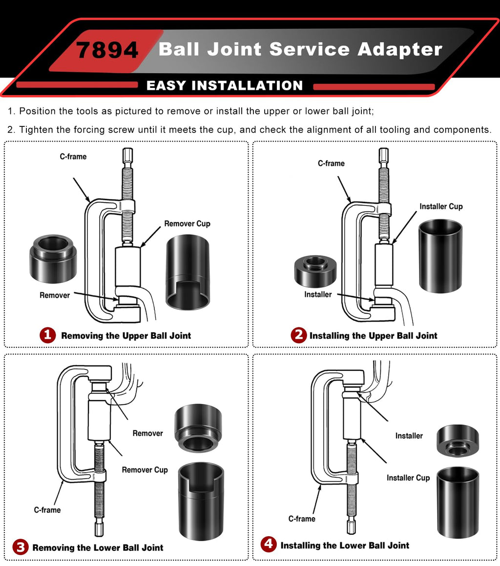 4PCS Ball Joint Service Adapter Set T5808