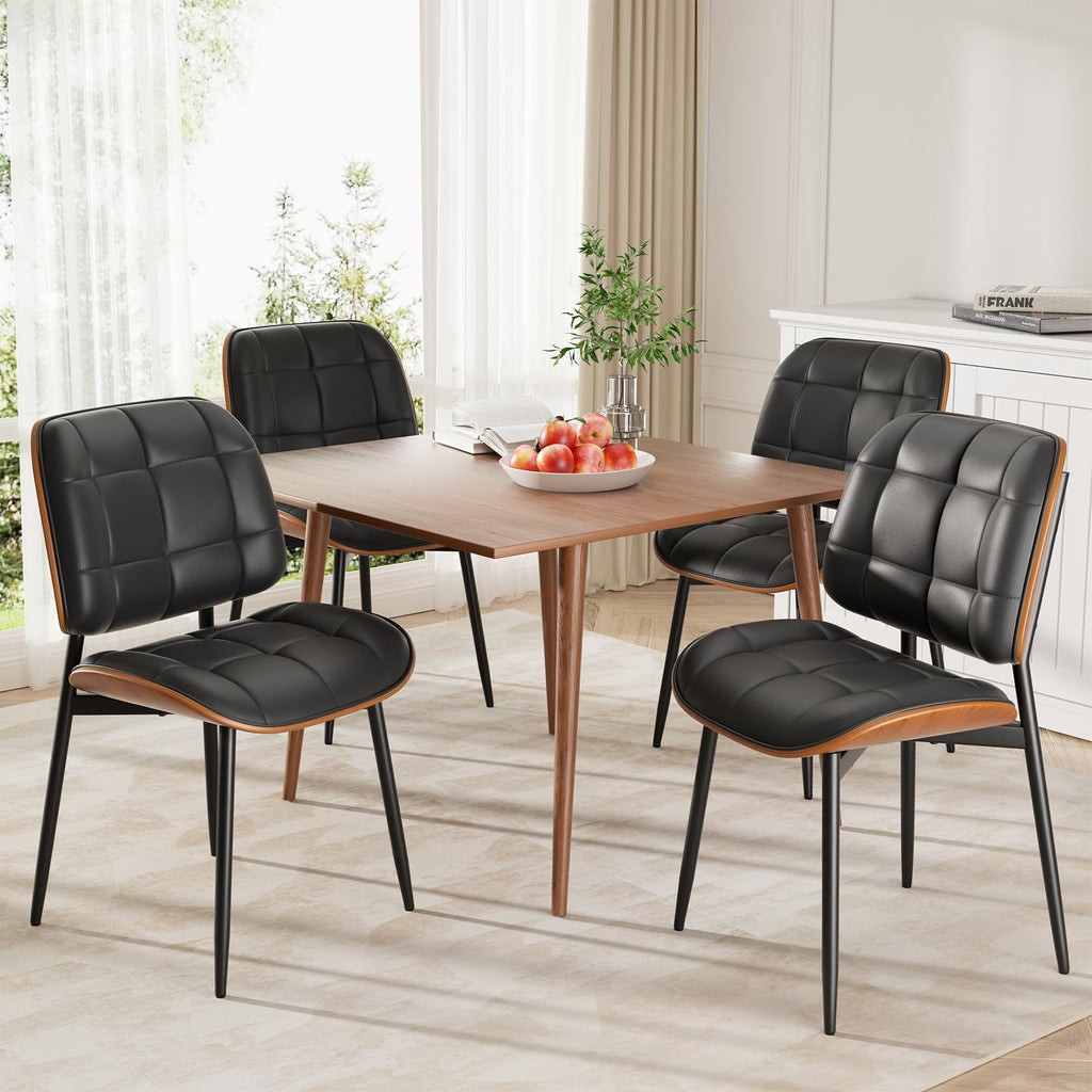 Black Faux Leather Dining Chairs Set of 4 K28024