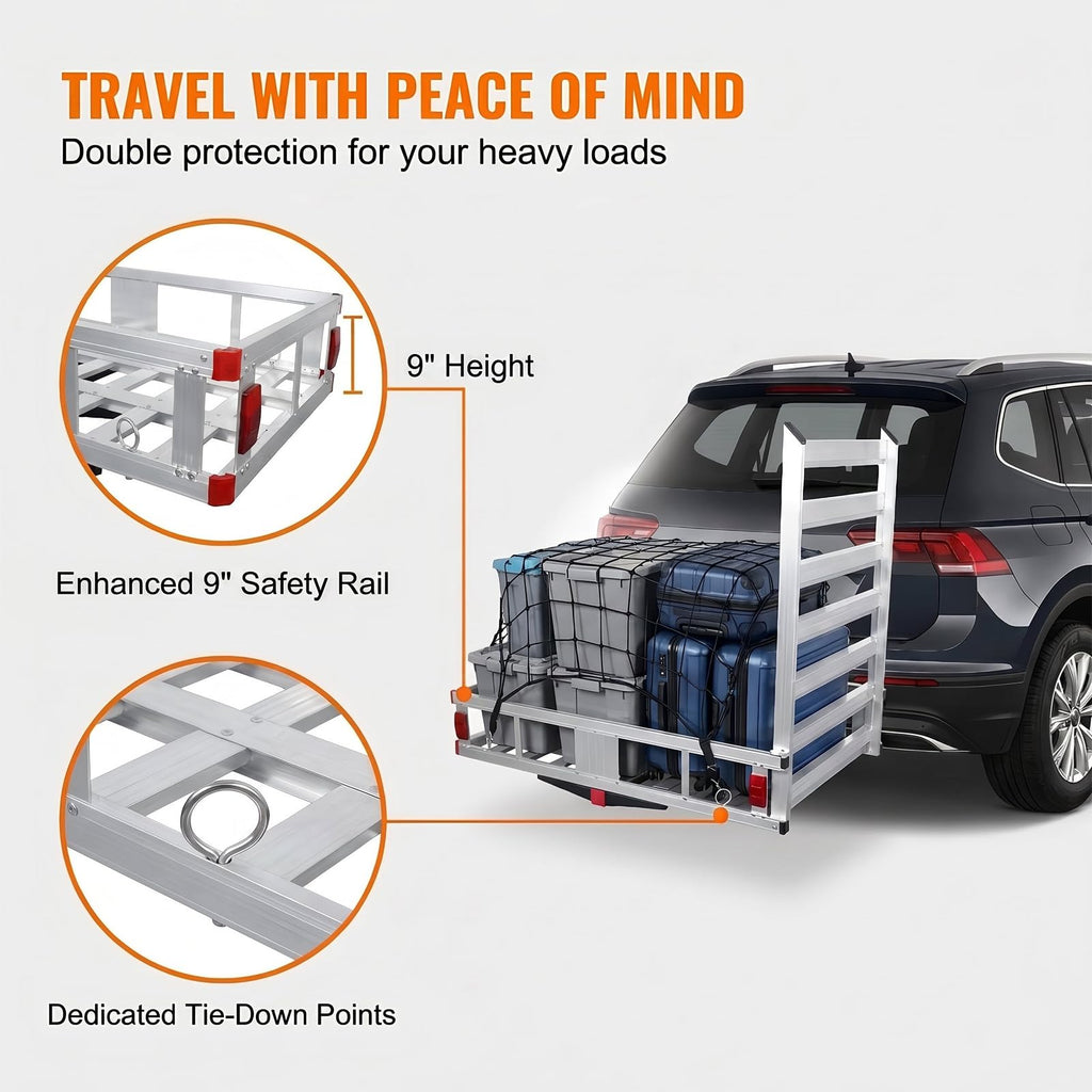 Hitch Mounted Cargo Carrier with Folding Ramp G947