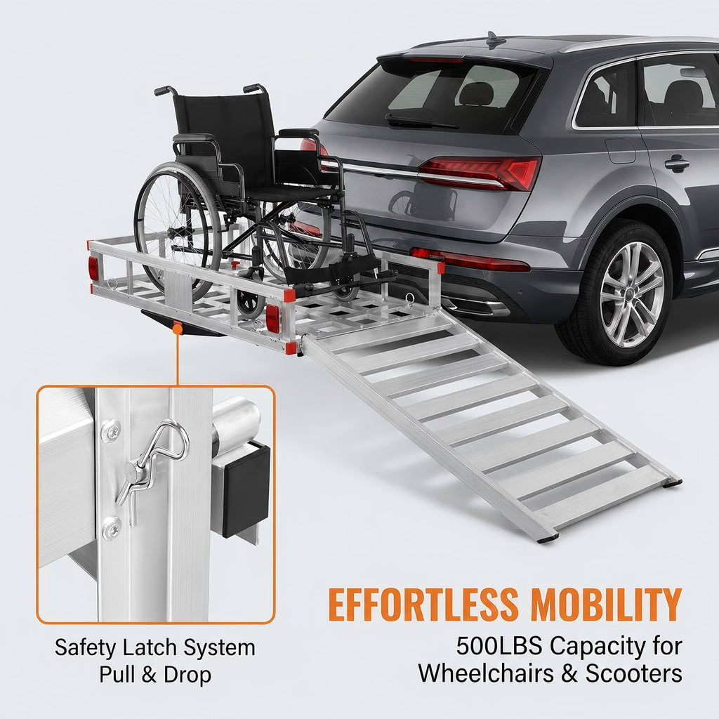 Hitch Mounted Cargo Carrier with Folding Ramp G947