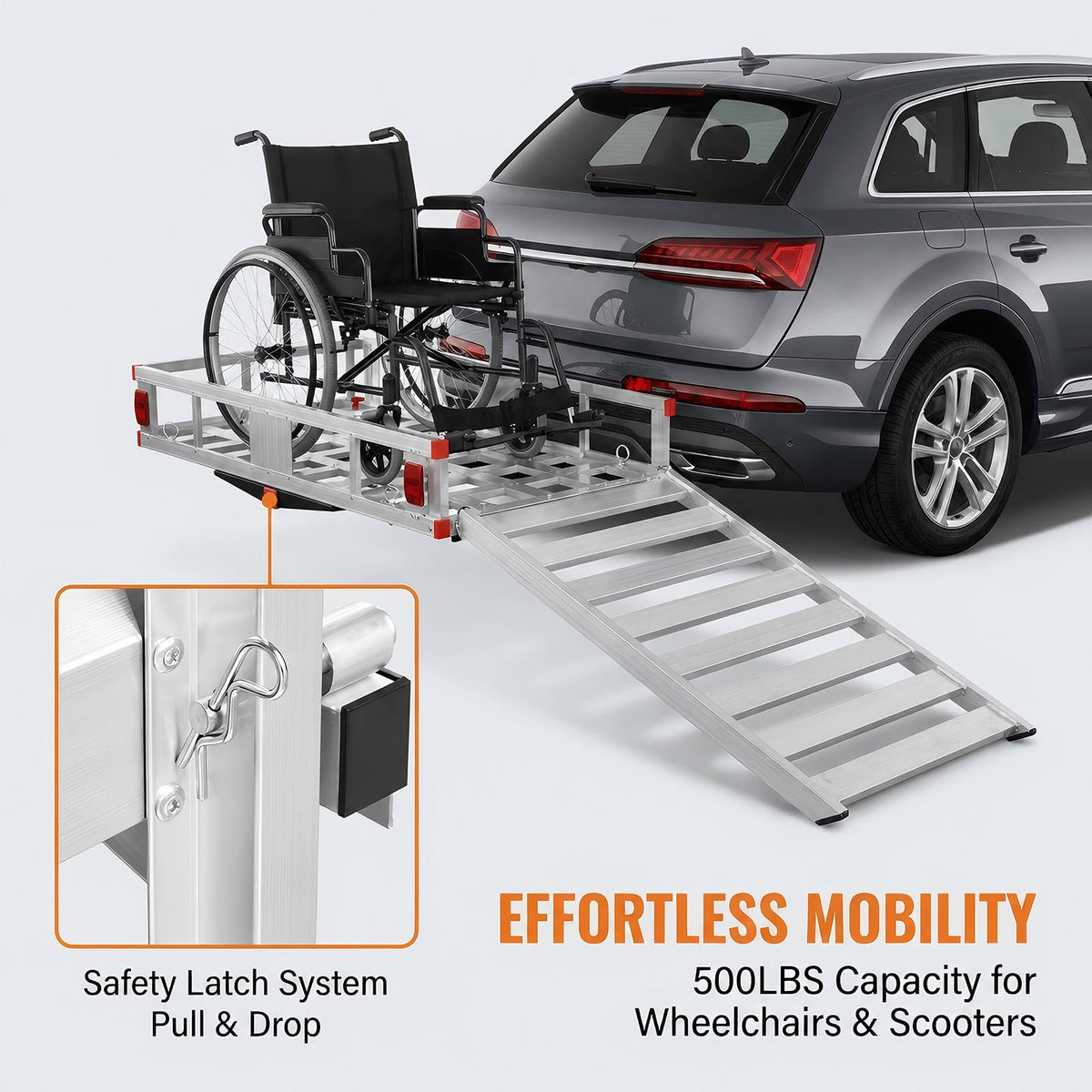 Hitch Mounted Cargo Carrier with Folding Ramp G947