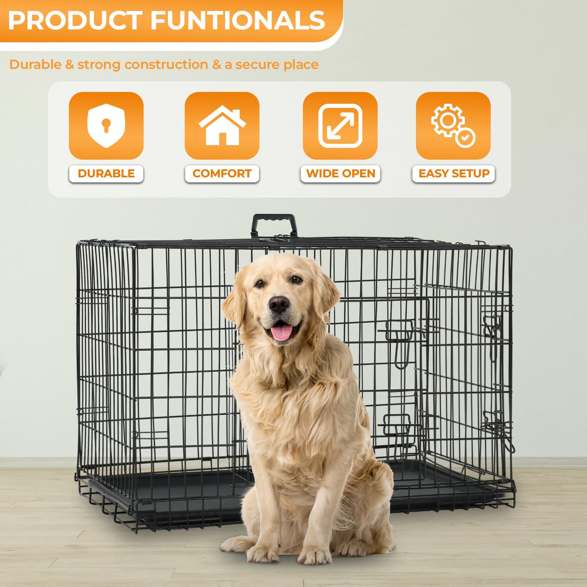 48 Inch Black Dog Crate L3822