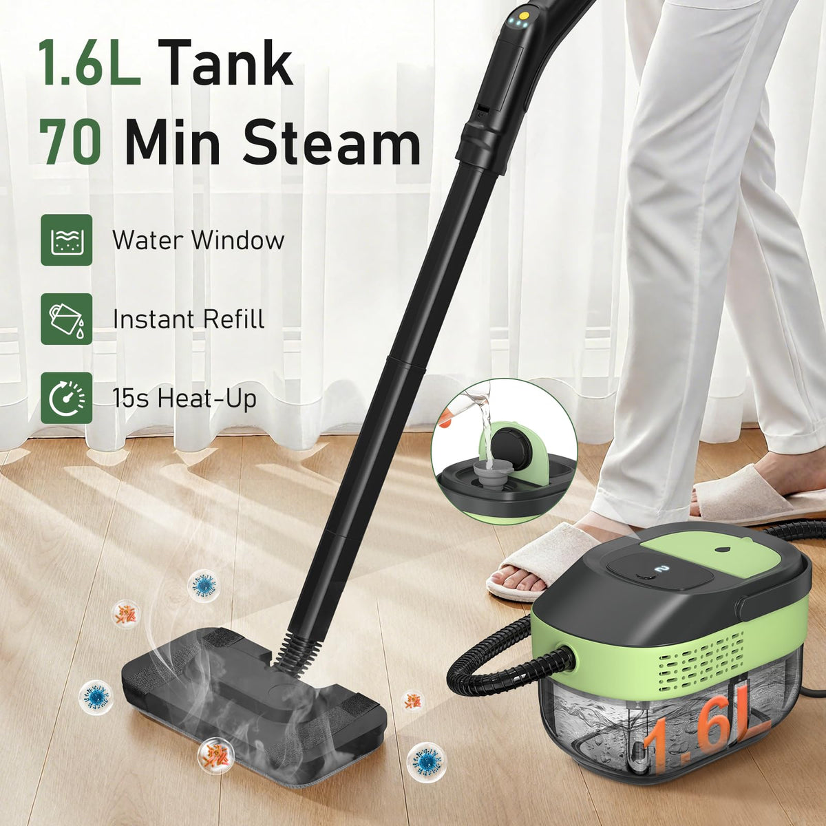 14 IN 1 Steam Cleaner Mop, Handheld Steamer, 1.6L Tank O541